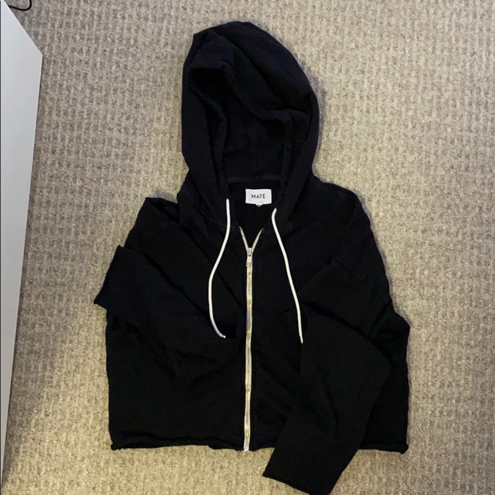 Mate The Label Lewis Cropped Black Hoodie